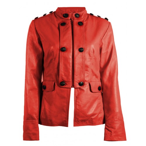 Marx Nautical Red Azure Women Leather Blazer